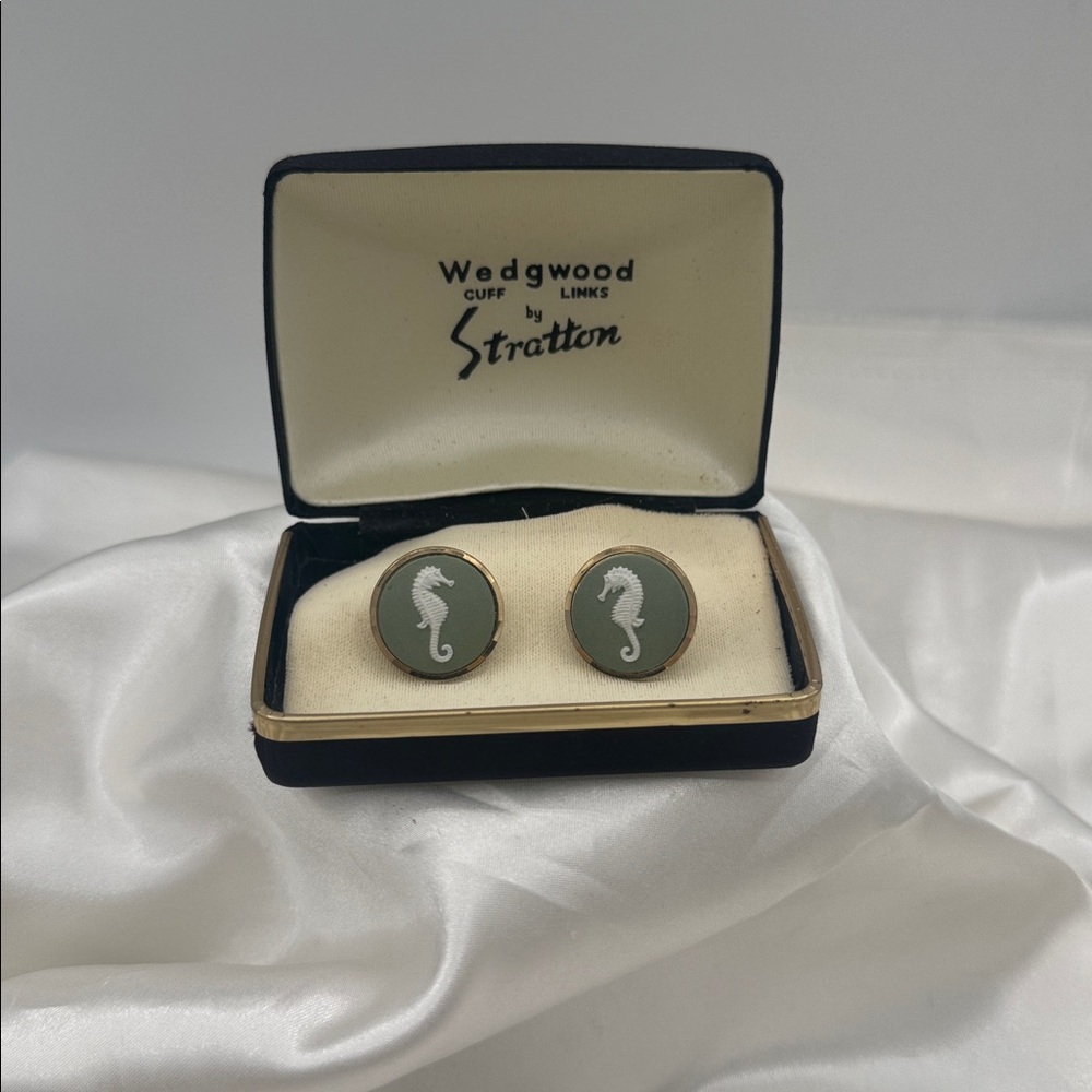 Wedgwood Seahorse Cufflinks - Green; by Stratton.